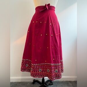 Indian embroidered cotton wrap circle skirt with shisha mirror embellishment